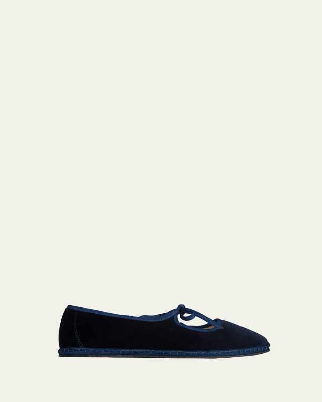 Brigitte Cotton Mary Jane Tie Flats
